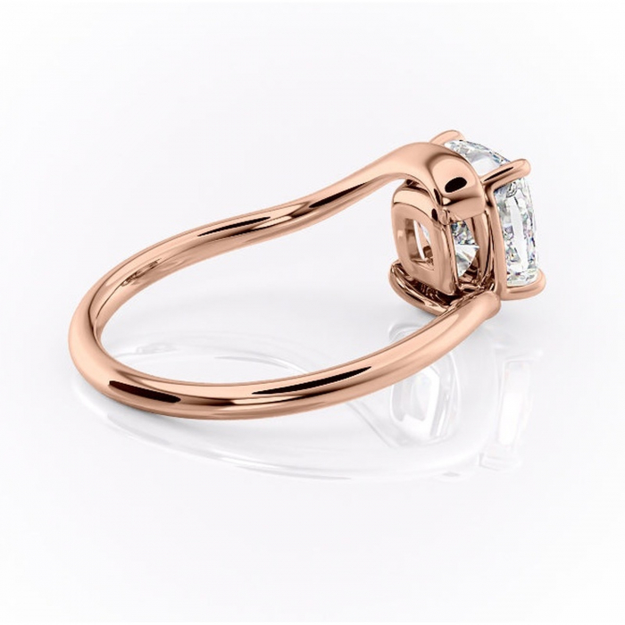 Inel de logodnă Orielle din aur Rose 14kt cu moissanite tăietură pernă – Solitar rafinată pentru profil mediu | Personalizează și configurează gratuit online [3]