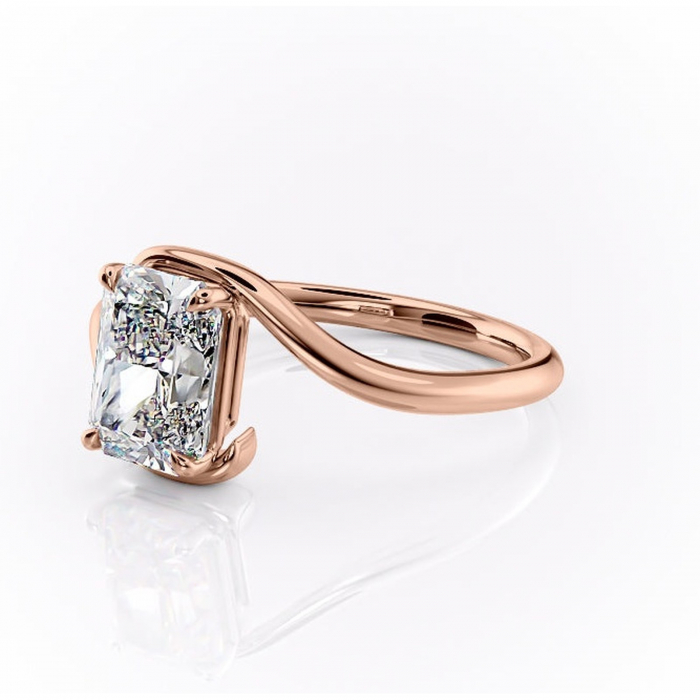 Inel de logodnă Orielle din aur Rose 14kt cu moissanite tăietură radiantă – Solitar rafinată pentru profil mediu | Personalizează și configurează gratuit online [7]