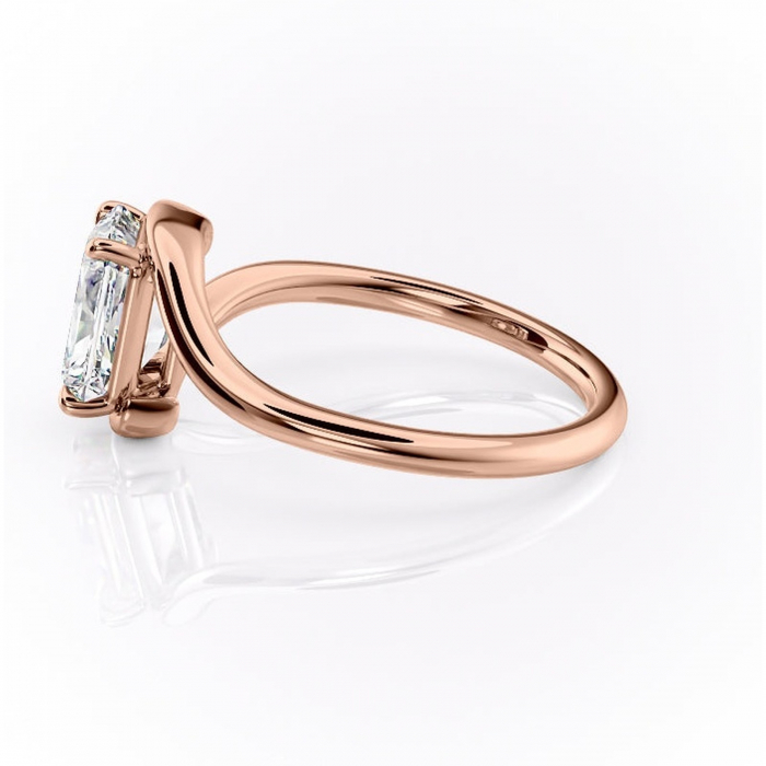 Inel de logodnă Orielle din aur Rose 14kt cu moissanite tăietură radiantă – Solitar rafinată pentru profil mediu | Personalizează și configurează gratuit online [6]