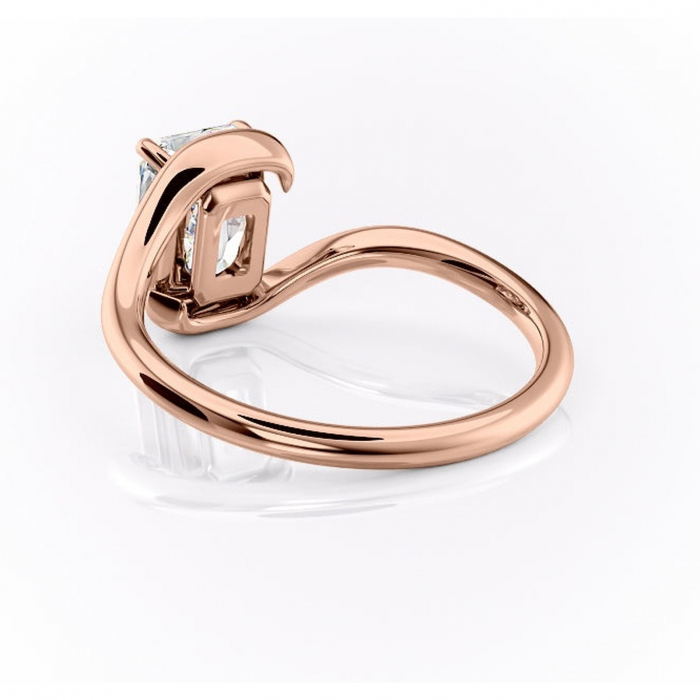 Inel de logodnă Orielle din aur Rose 14kt cu moissanite tăietură radiantă – Solitar rafinată pentru profil mediu | Personalizează și configurează gratuit online [4]