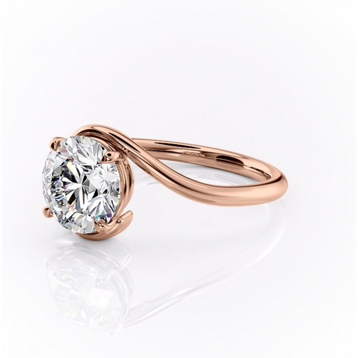 Inel de logodnă Orielle din aur Rose 14kt cu moissanite tăietură rotundă – Solitar rafinată pentru profil mediu | Personalizează și configurează gratuit online [7]