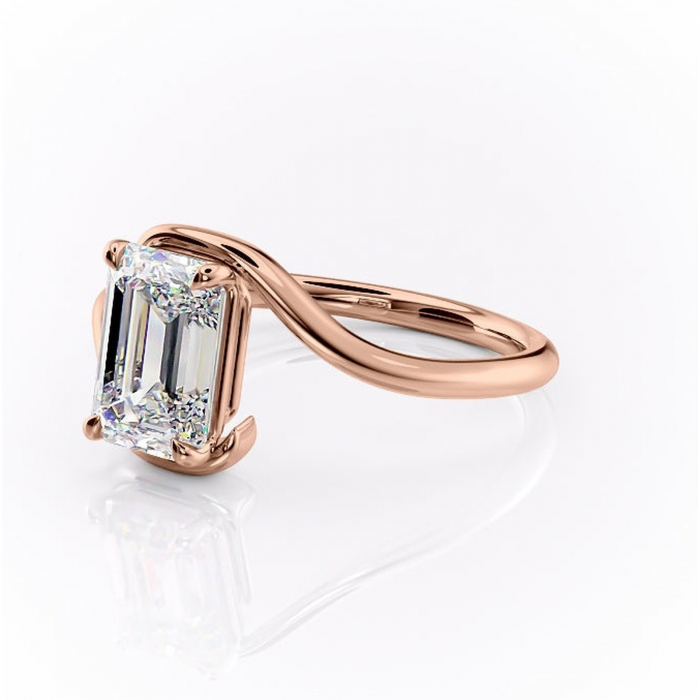 Inel de logodnă Orielle din aur Rose 18kt cu moissanite tăietură smarald – Solitar rafinată pentru profil mediu | Personalizează și configurează gratuit online [7]