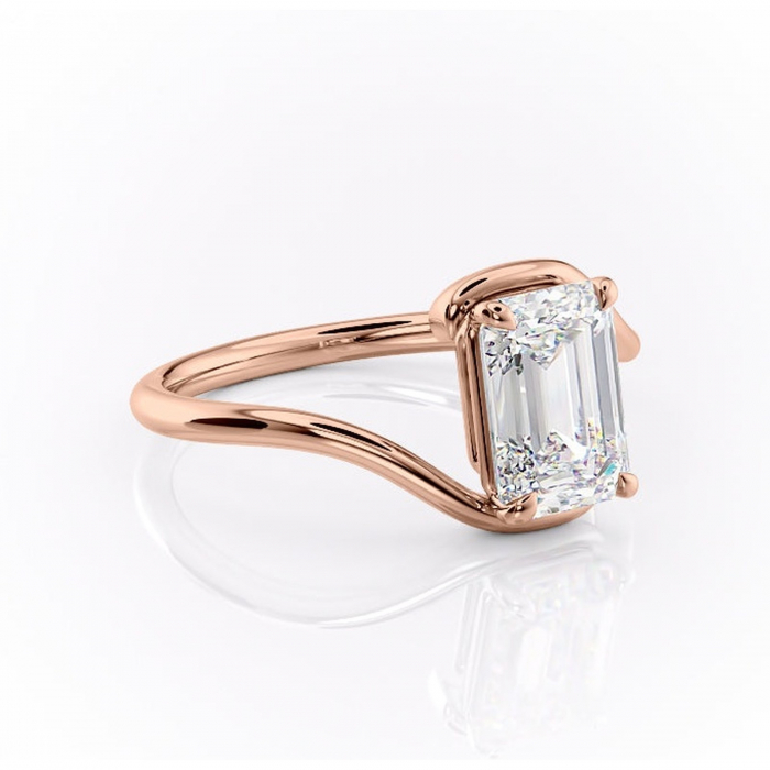 Inel de logodnă Orielle din aur Rose 18kt cu moissanite tăietură smarald – Solitar rafinată pentru profil mediu | Personalizează și configurează gratuit online [1]