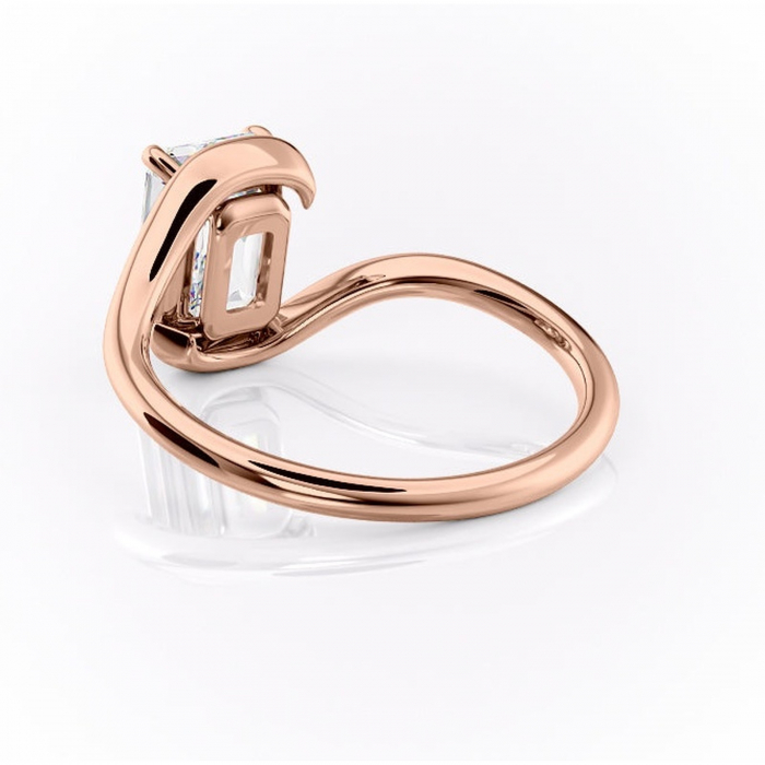 Inel de logodnă Orielle din aur Rose 18kt cu moissanite tăietură smarald – Solitar rafinată pentru profil mediu | Personalizează și configurează gratuit online [4]