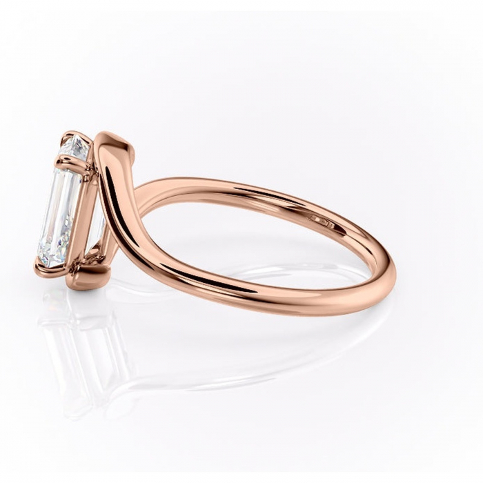 Inel de logodnă Orielle din aur Rose 18kt cu moissanite tăietură smarald – Solitar rafinată pentru profil mediu | Personalizează și configurează gratuit online [6]