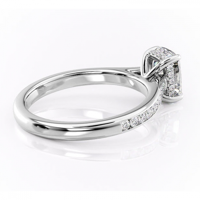 Inel de logodnă Perla din aur Alb 14kt cu moissanite tăietură asscher – Montură cu canal rafinată pentru profil înalt | Personalizează și configurează gratuit online [3]