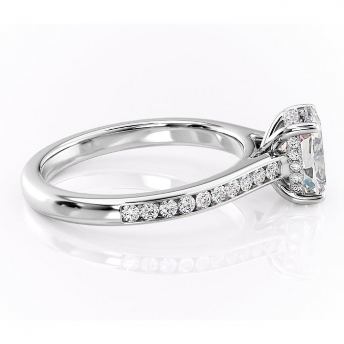 Inel de logodnă Perla din aur Alb 14kt cu moissanite tăietură asscher – Montură cu canal rafinată pentru profil înalt | Personalizează și configurează gratuit online [2]