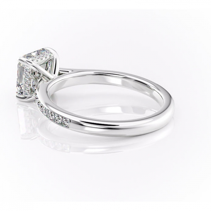 Inel de logodnă Perla din aur Alb 14kt cu moissanite tăietură asscher – Montură cu canal rafinată pentru profil înalt | Personalizează și configurează gratuit online [5]