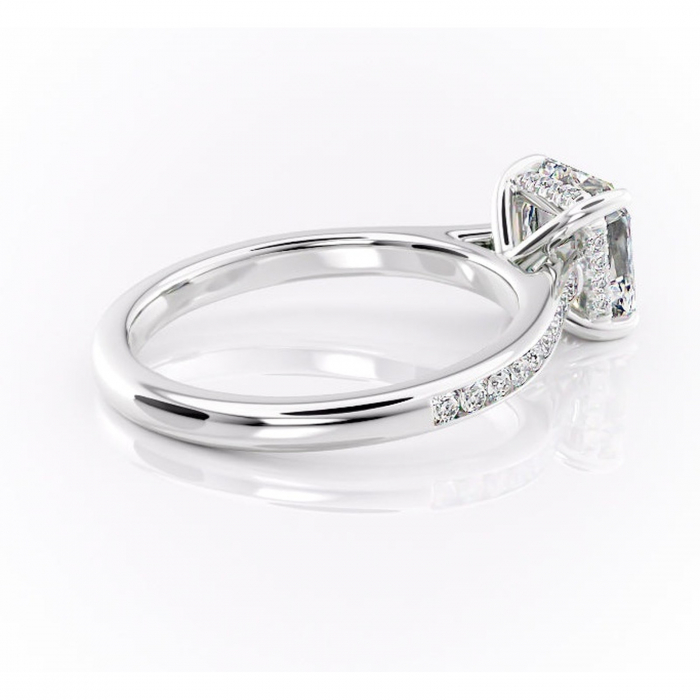 Inel de logodnă Perla din aur Alb 14kt cu moissanite tăietură asscher – Montură cu canal rafinată pentru profil înalt | Personalizează și configurează gratuit online [3]