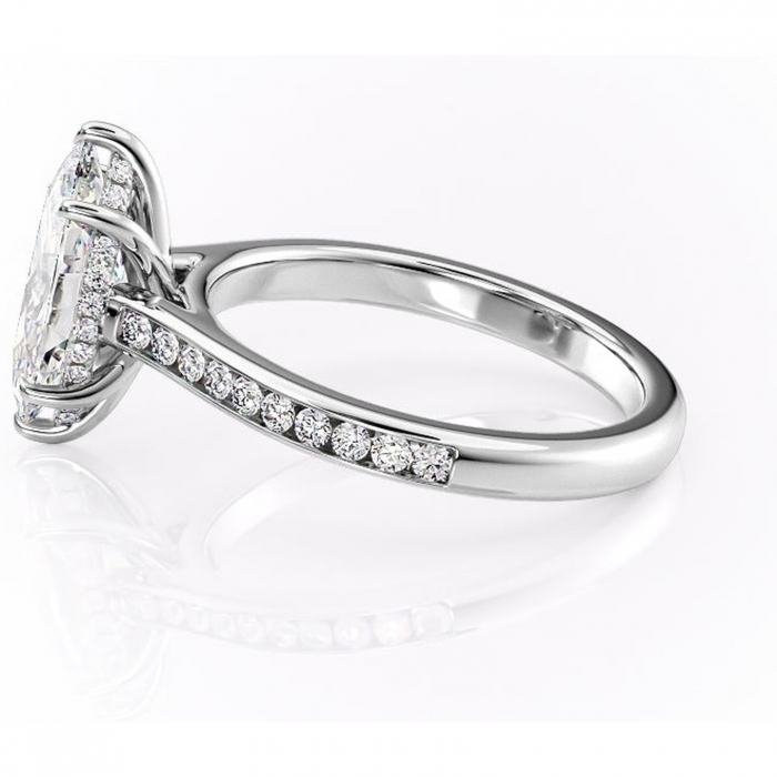 Inel de logodnă Perla din aur Alb 14kt cu moissanite tăietură marquise – Montură cu canal rafinată pentru profil înalt | Personalizează și configurează gratuit online [6]