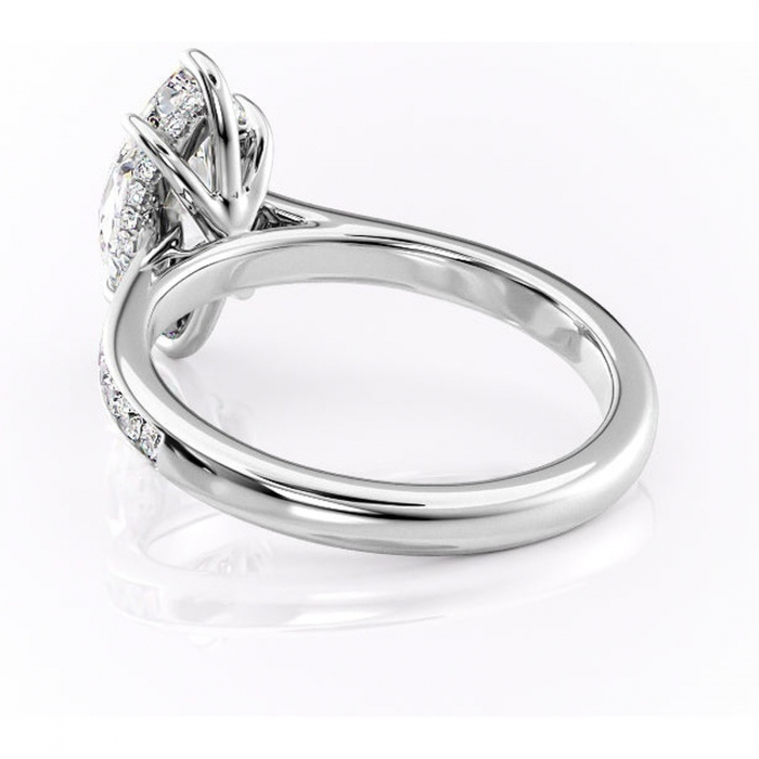 Inel de logodnă Perla din aur Alb 14kt cu moissanite tăietură marquise – Montură cu canal rafinată pentru profil înalt | Personalizează și configurează gratuit online [4]