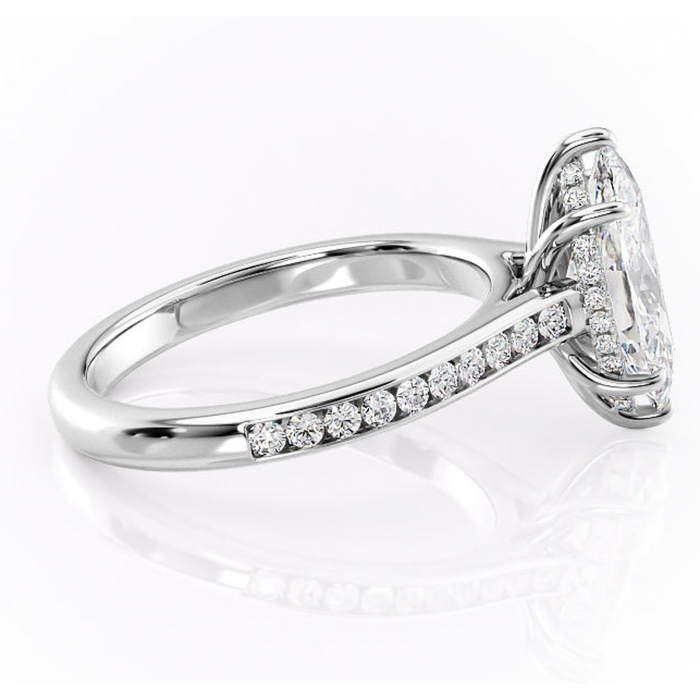 Inel de logodnă Perla din aur Alb 14kt cu moissanite tăietură marquise – Montură cu canal rafinată pentru profil înalt | Personalizează și configurează gratuit online [2]