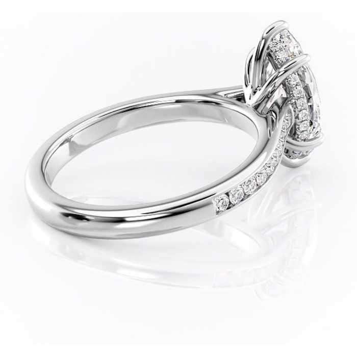 Inel de logodnă Perla din aur Alb 14kt cu moissanite tăietură marquise – Montură cu canal rafinată pentru profil înalt | Personalizează și configurează gratuit online [3]