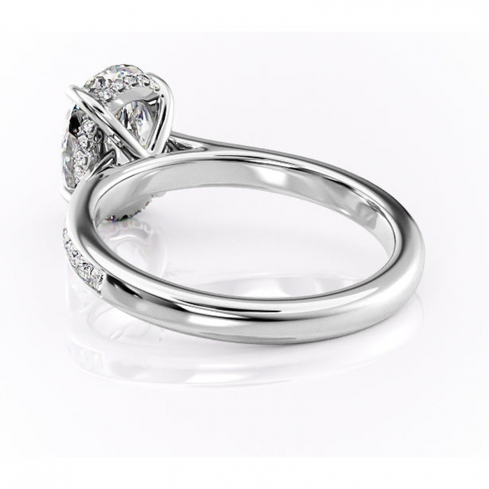 Inel de logodnă Perla din aur Alb 14kt cu moissanite tăietură ovală – Montură cu canal rafinată pentru profil înalt | Personalizează și configurează gratuit online [4]