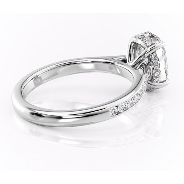 Inel de logodnă Perla din aur Alb 14kt cu moissanite tăietură ovală – Montură cu canal rafinată pentru profil înalt | Personalizează și configurează gratuit online [3]