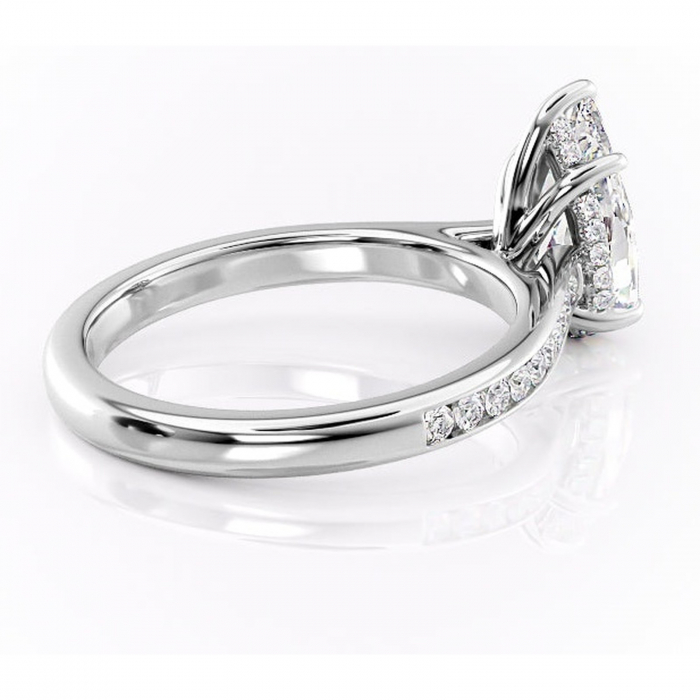 Inel de logodnă Perla din aur Alb 14kt cu moissanite tăietură pară – Montură cu canal rafinată pentru profil înalt | Personalizează și configurează gratuit online [3]