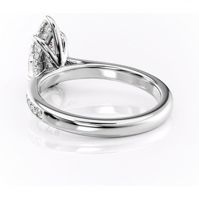 Inel de logodnă Perla din aur Alb 14kt cu moissanite tăietură pară – Montură cu canal rafinată pentru profil înalt | Personalizează și configurează gratuit online [4]