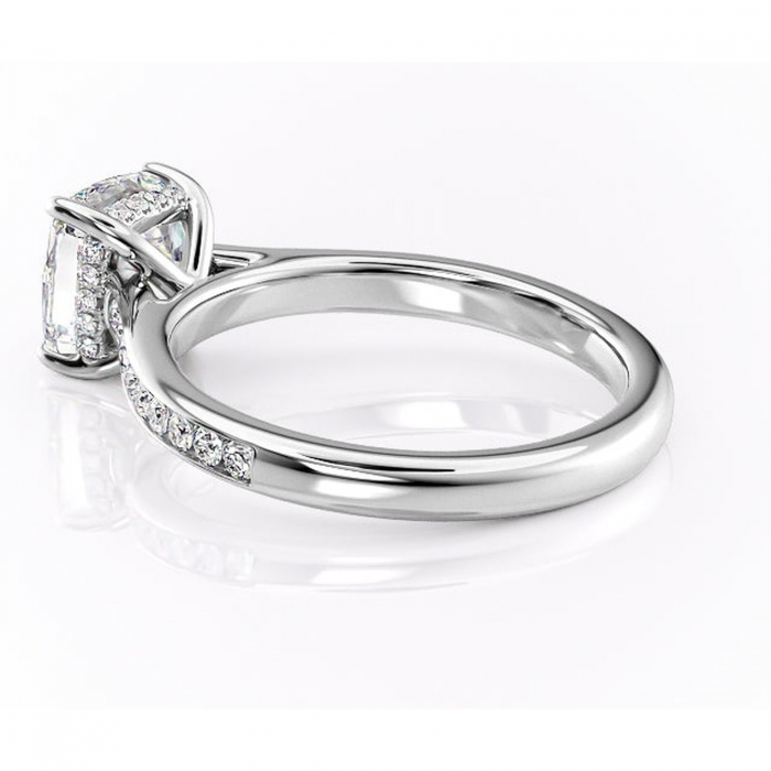 Inel de logodnă Perla din aur Alb 18kt cu moissanite tăietură pernă – Montură cu canal rafinată pentru profil înalt | Personalizează și configurează gratuit online [5]