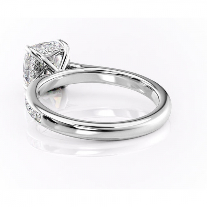 Inel de logodnă Perla din aur Alb 18kt cu moissanite tăietură pernă – Montură cu canal rafinată pentru profil înalt | Personalizează și configurează gratuit online [4]