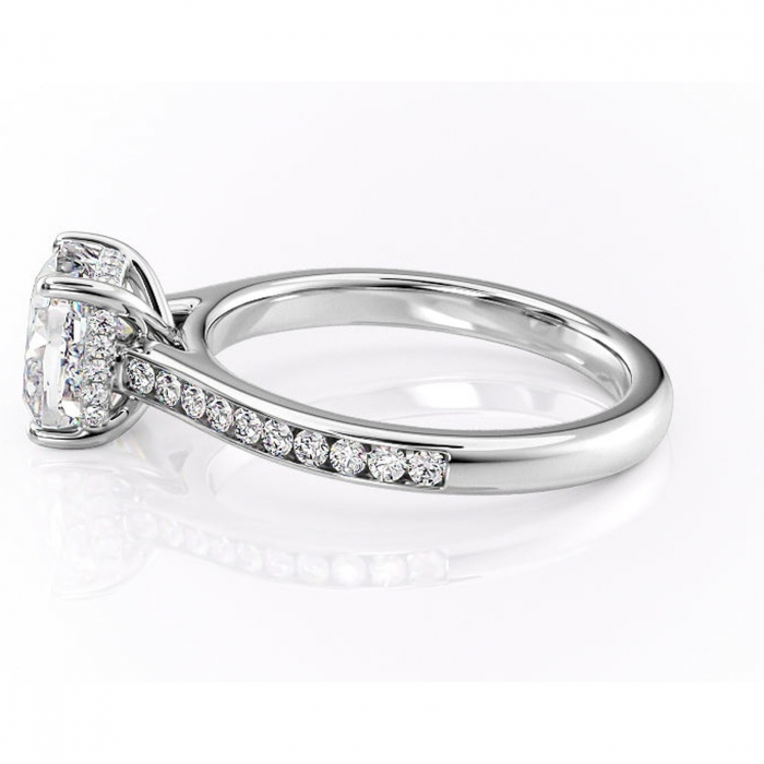 Inel de logodnă Perla din aur Alb 18kt cu moissanite tăietură pernă – Montură cu canal rafinată pentru profil înalt | Personalizează și configurează gratuit online [6]