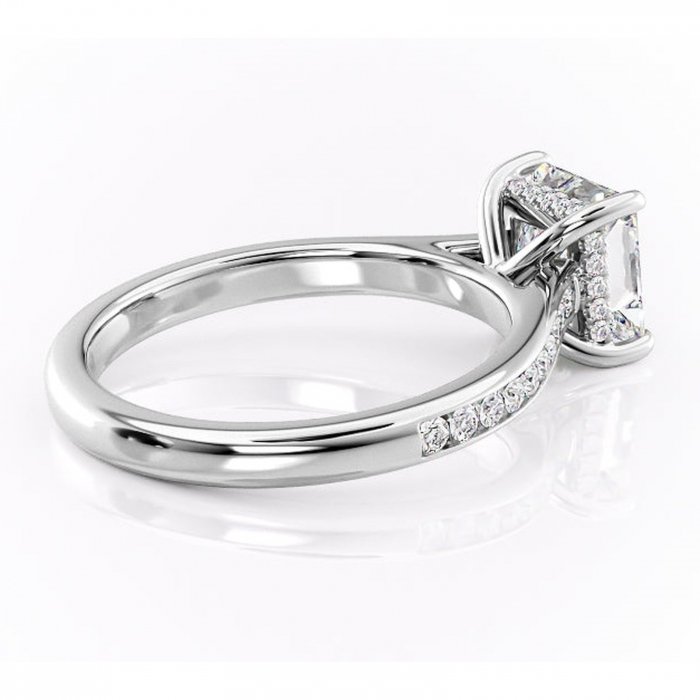 Inel de logodnă Perla din aur Alb 14kt cu moissanite tăietură princess – Montură cu canal rafinată pentru profil înalt | Personalizează și configurează gratuit online [3]