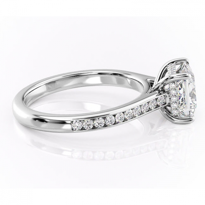 Inel de logodnă Perla din aur Alb 14kt cu moissanite tăietură princess – Montură cu canal rafinată pentru profil înalt | Personalizează și configurează gratuit online [2]