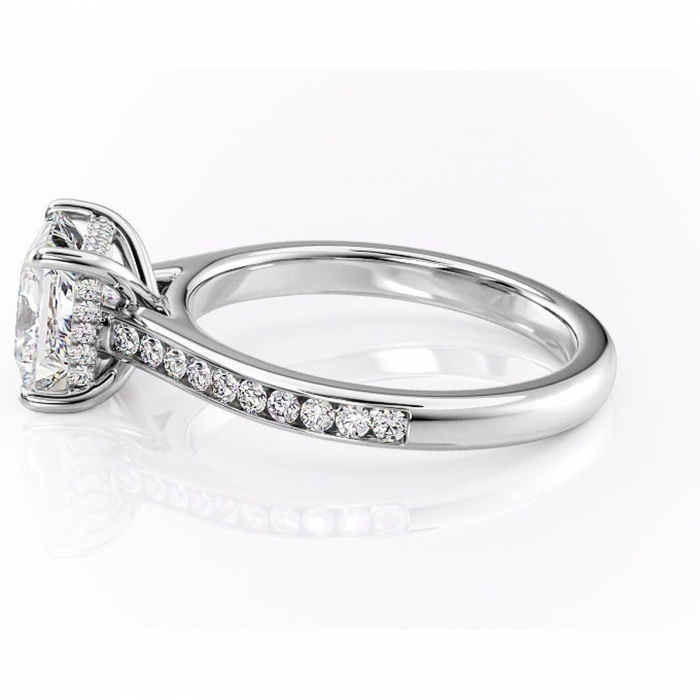 Inel de logodnă Perla din aur Alb 14kt cu moissanite tăietură princess – Montură cu canal rafinată pentru profil înalt | Personalizează și configurează gratuit online [6]