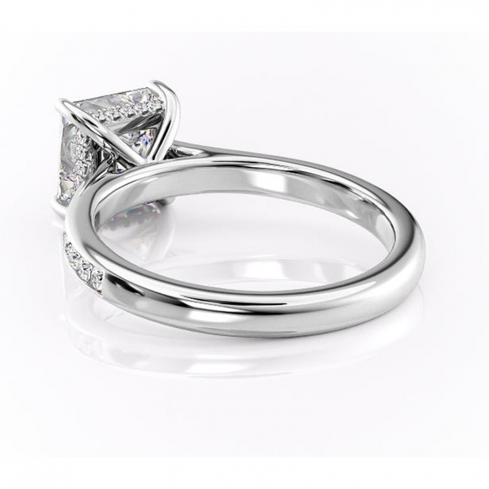 Inel de logodnă Perla din aur Alb 14kt cu moissanite tăietură princess – Montură cu canal rafinată pentru profil înalt | Personalizează și configurează gratuit online [4]