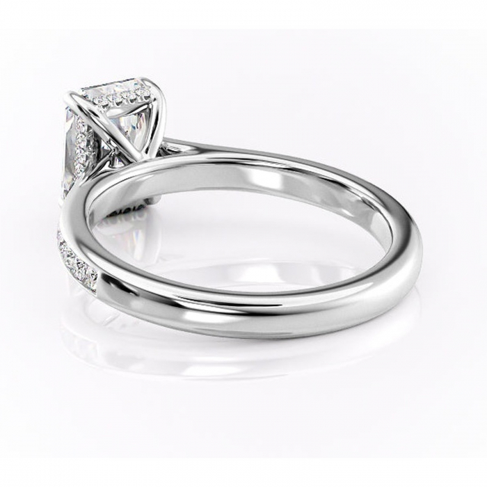 Inel de logodnă Perla din aur Alb 18kt cu moissanite tăietură radiantă – Montură cu canal rafinată pentru profil înalt | Personalizează și configurează gratuit online [4]