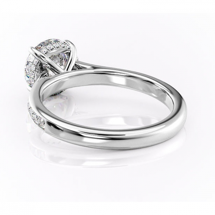 Inel de logodnă Perla din aur Alb 14kt cu moissanite tăietură rotundă – Montură cu canal rafinată pentru profil înalt | Personalizează și configurează gratuit online [4]