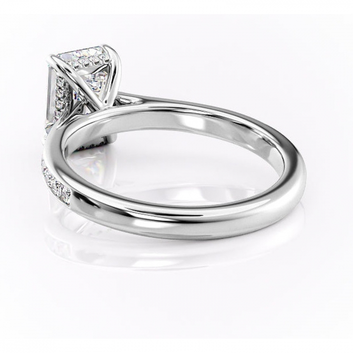 Inel de logodnă Perla din aur Alb 14kt cu moissanite tăietură smarald – Montură cu canal rafinată pentru profil înalt | Personalizează și configurează gratuit online [4]