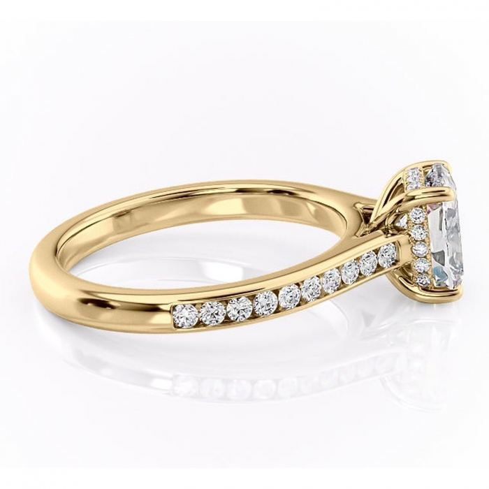 Inel de logodnă Perla din aur Galben 14kt cu moissanite tăietură asscher – Montură cu canal rafinată pentru profil înalt | Personalizează și configurează gratuit online [2]