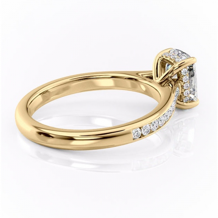 Inel de logodnă Perla din aur Galben 14kt cu moissanite tăietură asscher – Montură cu canal rafinată pentru profil înalt | Personalizează și configurează gratuit online [3]