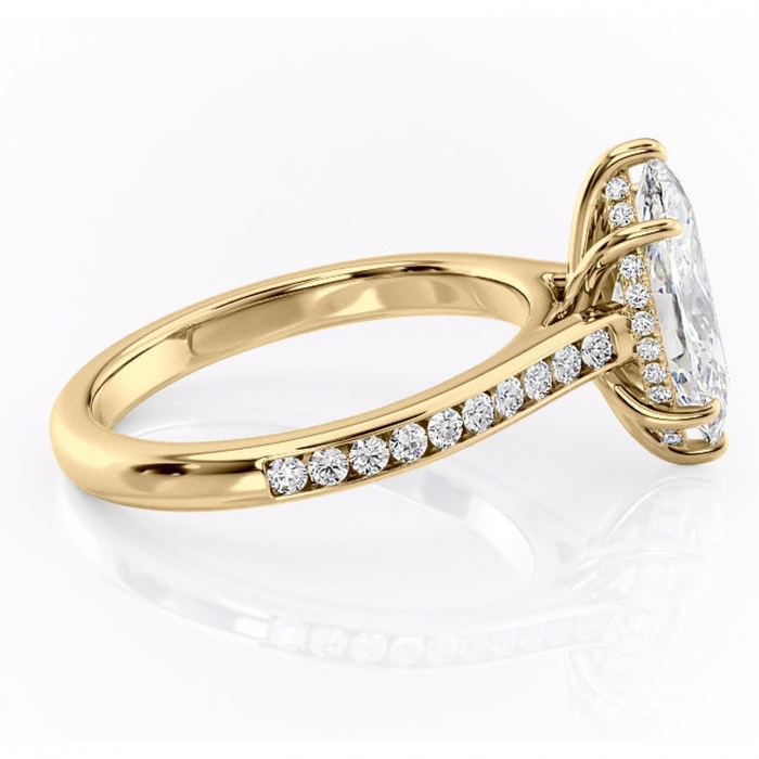 Inel de logodnă Perla din aur Galben 14kt cu moissanite tăietură marquise – Montură cu canal rafinată pentru profil înalt | Personalizează și configurează gratuit online [2]