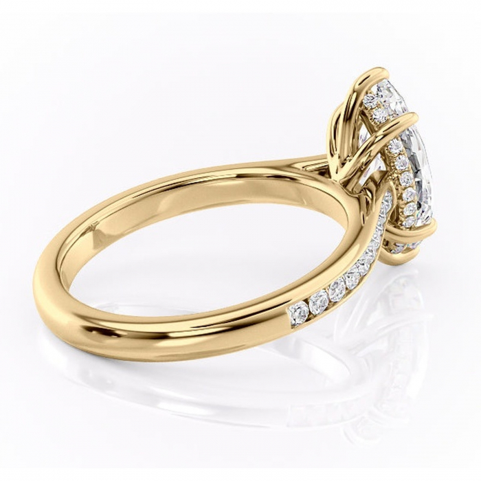 Inel de logodnă Perla din aur Galben 14kt cu moissanite tăietură marquise – Montură cu canal rafinată pentru profil înalt | Personalizează și configurează gratuit online [3]