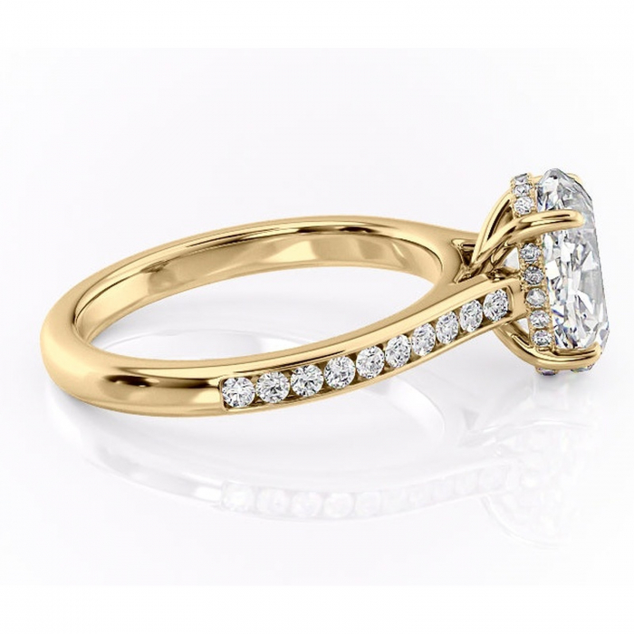 Inel de logodnă Perla din aur Galben 18kt cu moissanite tăietură ovală – Montură cu canal rafinată pentru profil înalt | Personalizează și configurează gratuit online [2]