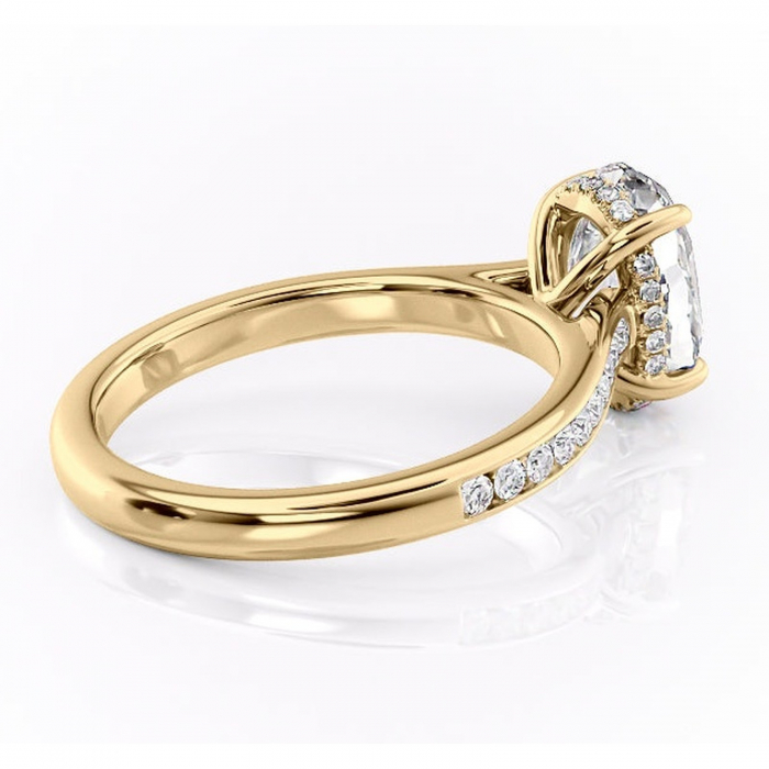 Inel de logodnă Perla din aur Galben 18kt cu moissanite tăietură ovală – Montură cu canal rafinată pentru profil înalt | Personalizează și configurează gratuit online [3]