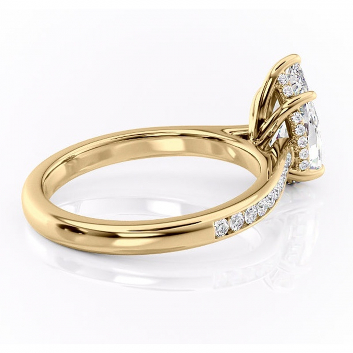 Inel de logodnă Perla din aur Galben 18kt cu moissanite tăietură pară – Montură cu canal rafinată pentru profil înalt | Personalizează și configurează gratuit online [3]