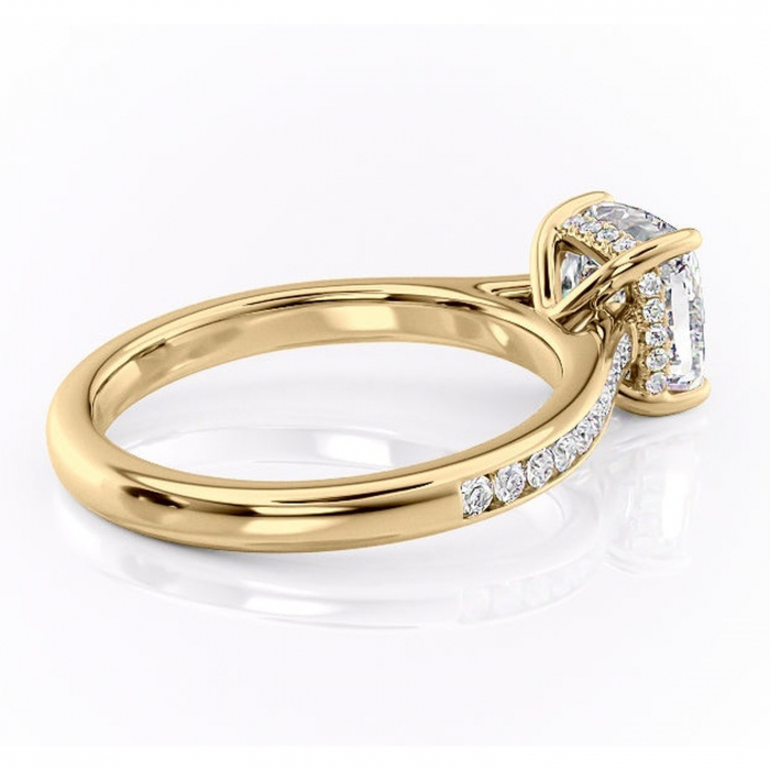 Inel de logodnă Perla din aur Galben 14kt cu moissanite tăietură pernă – Montură cu canal rafinată pentru profil înalt | Personalizează și configurează gratuit online [3]