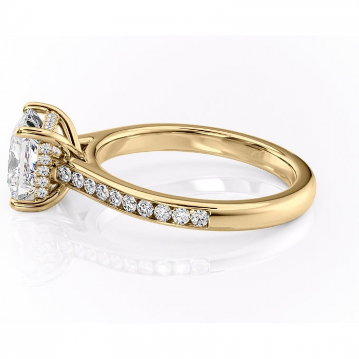 Inel de logodnă Perla din aur Galben 14kt cu moissanite tăietură princess – Montură cu canal rafinată pentru profil înalt | Personalizează și configurează gratuit online [6]
