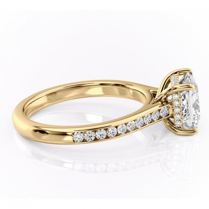 Inel de logodnă Perla din aur Galben 14kt cu moissanite tăietură princess – Montură cu canal rafinată pentru profil înalt | Personalizează și configurează gratuit online [2]
