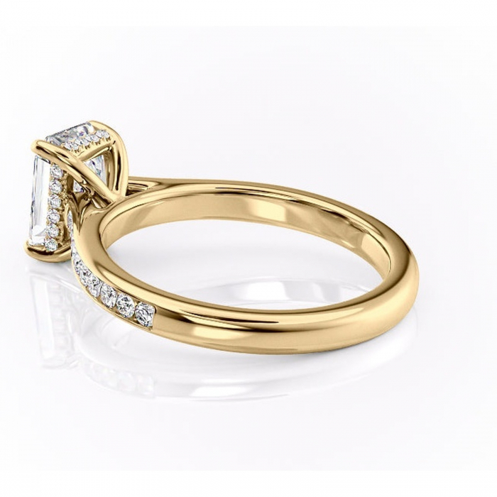 Inel de logodnă Perla din aur Galben 14kt cu moissanite tăietură radiantă – Montură cu canal rafinată pentru profil înalt | Personalizează și configurează gratuit online [5]
