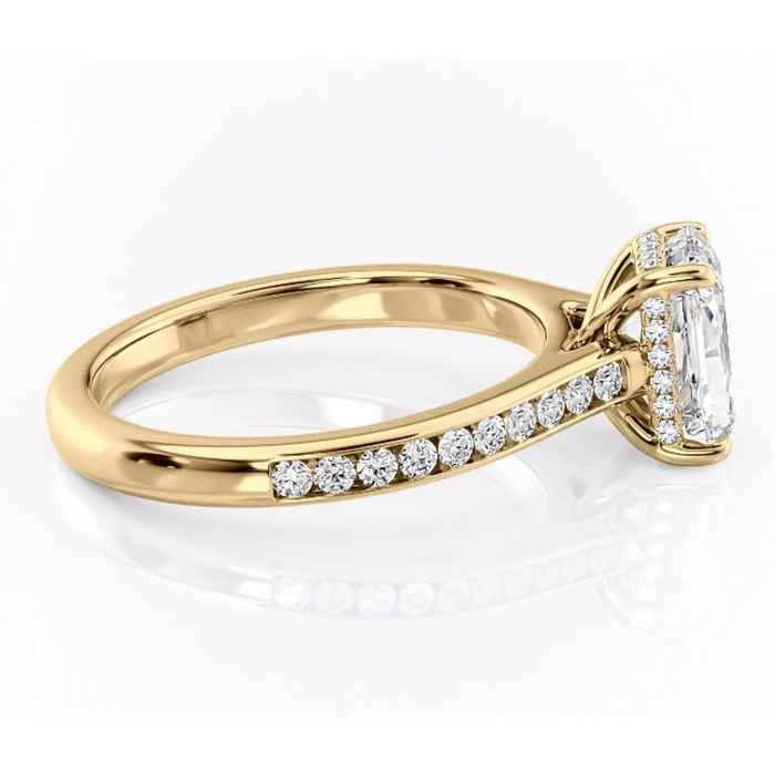 Inel de logodnă Perla din aur Galben 14kt cu moissanite tăietură radiantă – Montură cu canal rafinată pentru profil înalt | Personalizează și configurează gratuit online [2]