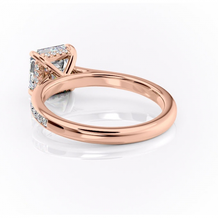 Inel de logodnă Perla din aur Rose 14kt cu moissanite tăietură asscher – Montură cu canal rafinată pentru profil înalt | Personalizează și configurează gratuit online [4]