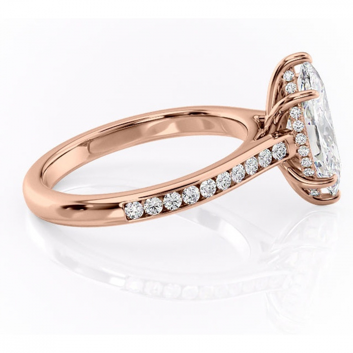 Inel de logodnă Perla din aur Rose 14kt cu moissanite tăietură marquise – Montură cu canal rafinată pentru profil înalt | Personalizează și configurează gratuit online [2]