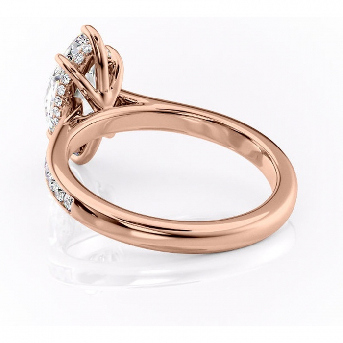 Inel de logodnă Perla din aur Rose 14kt cu moissanite tăietură marquise – Montură cu canal rafinată pentru profil înalt | Personalizează și configurează gratuit online [4]