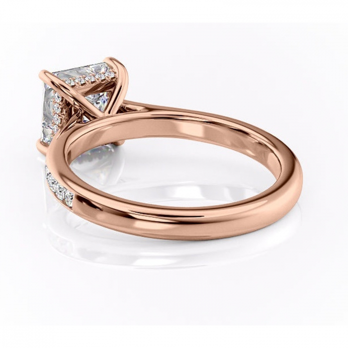 Inel de logodnă Perla din aur Rose 14kt cu moissanite tăietură princess – Montură cu canal rafinată pentru profil înalt | Personalizează și configurează gratuit online [4]
