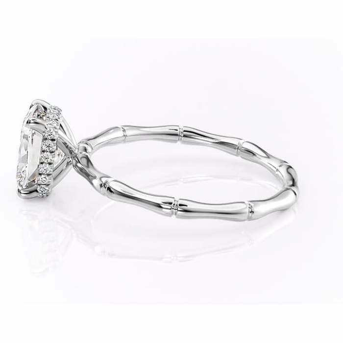 Inel de logodnă Poppy din aur Alb 14kt cu moissanite tăietură asscher – Solitar rafinată pentru profil înalt | Personalizează și configurează gratuit online [6]