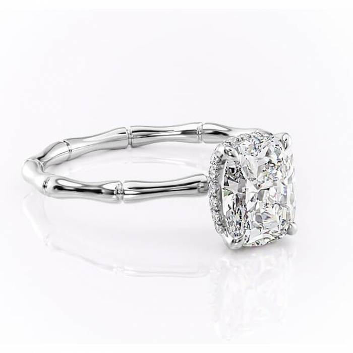 Inel de logodnă Poppy din aur Alb 14kt cu moissanite tăietură asscher – Solitar rafinată pentru profil înalt | Personalizează și configurează gratuit online [1]