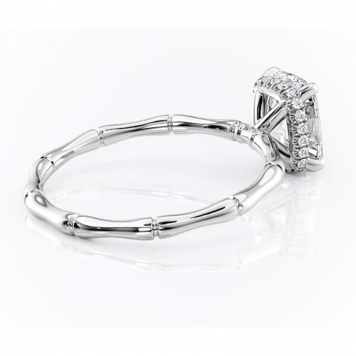Inel de logodnă Poppy din aur Alb 14kt cu moissanite tăietură asscher – Solitar rafinată pentru profil înalt | Personalizează și configurează gratuit online [3]